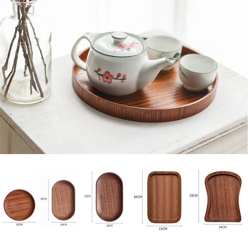 Coffee Tea Japan - Walnut Wooden Tray Ins Wind Small