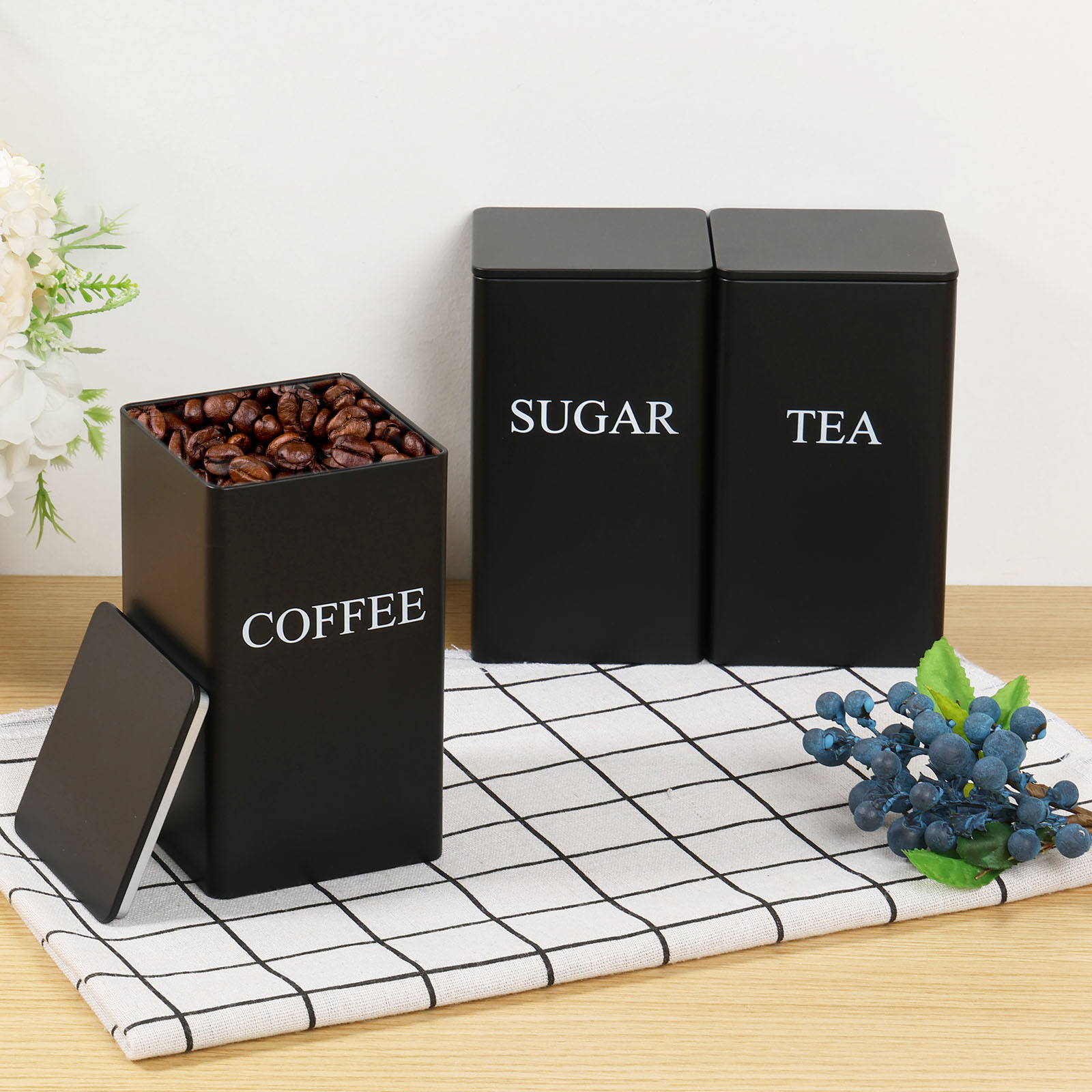 Canister Coffee Sugar Tea - 3Pcs Coffee Bean Storage Canisters Tea