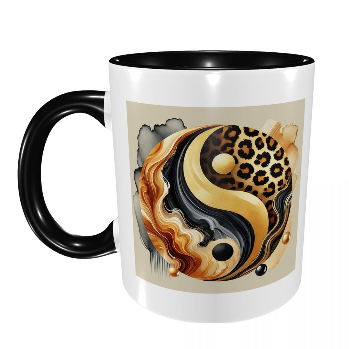Coffee Tea Yin Yang - Leopard Yin Yang Luxury Gold Marble