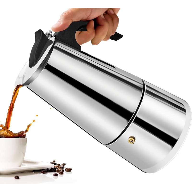 Coffee Tea Chocolate - 6 Cup Mocha Pot Stainless Steel