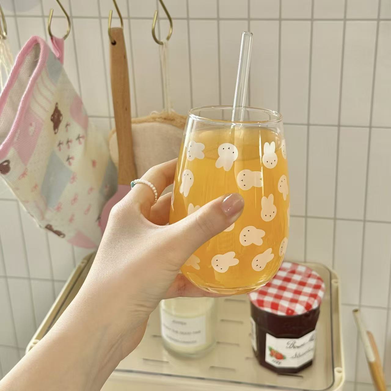Cute Miffy Rabbit Printed Glas - Coffee Tea & Hot Chocolate 评论和价格