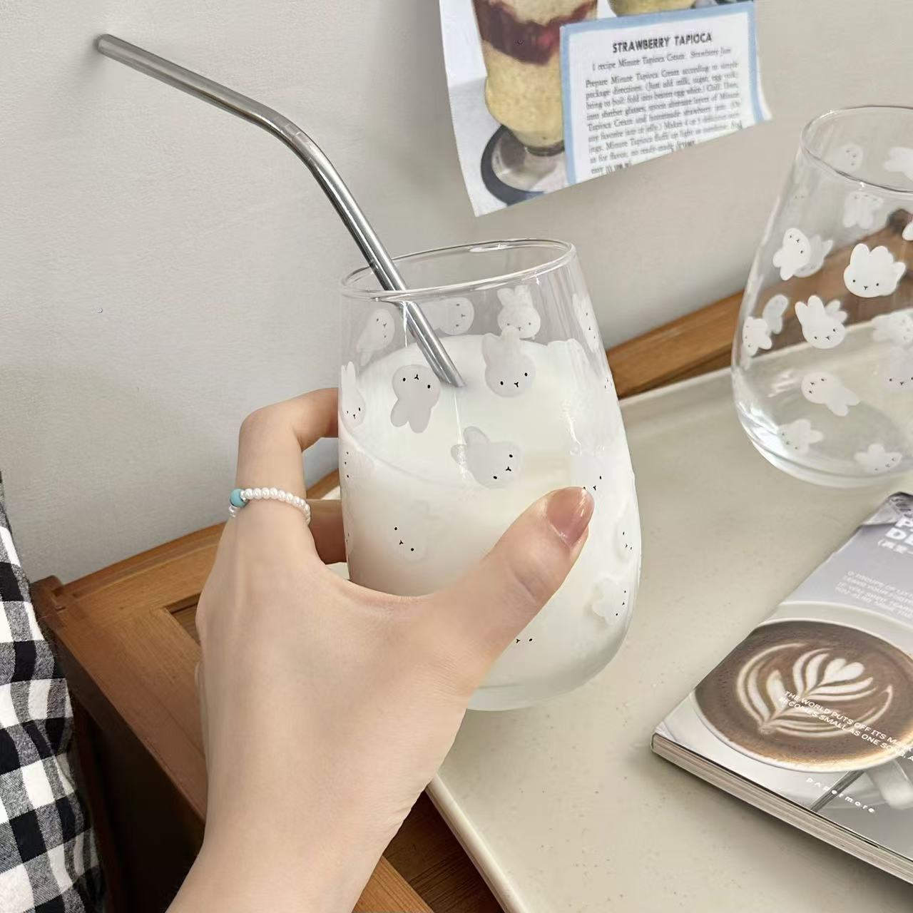 Cute Miffy Rabbit Printed Glas - Coffee Tea & Hot Chocolate 评论和价格