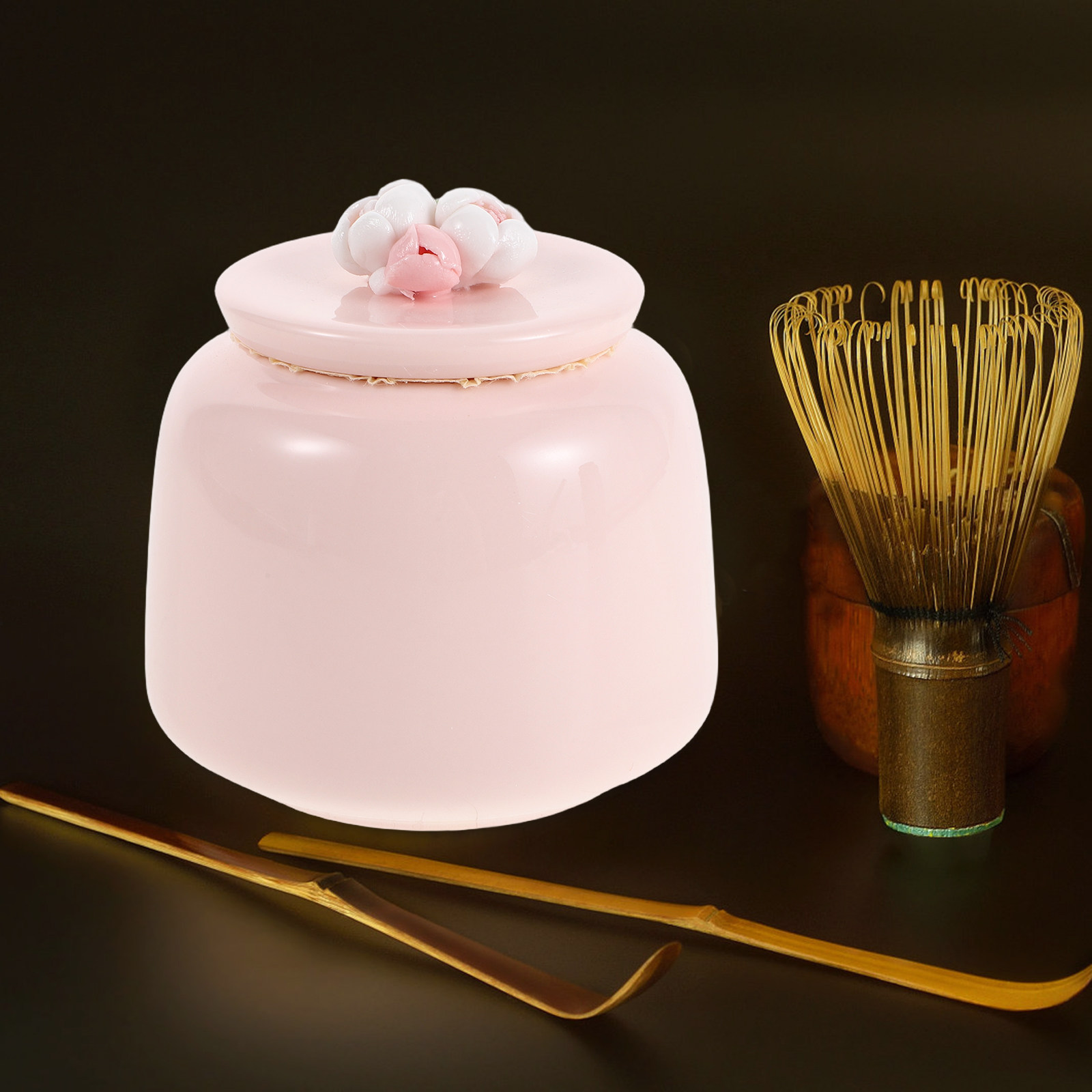Ceramic Tea Jar Pink Porcelain - Canister Coffee Sugar Tea 评论和价格