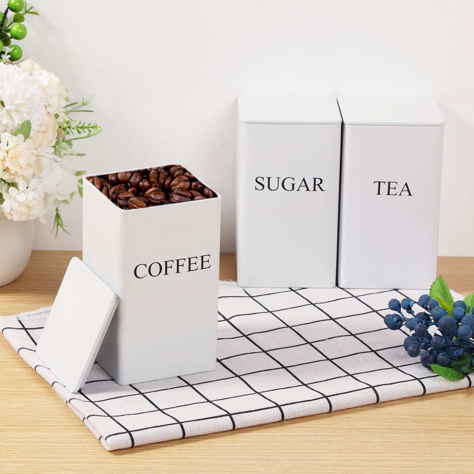 3Pcs Coffee Bean Storage Canis - Canister Coffee Sugar Tea 评论和价格