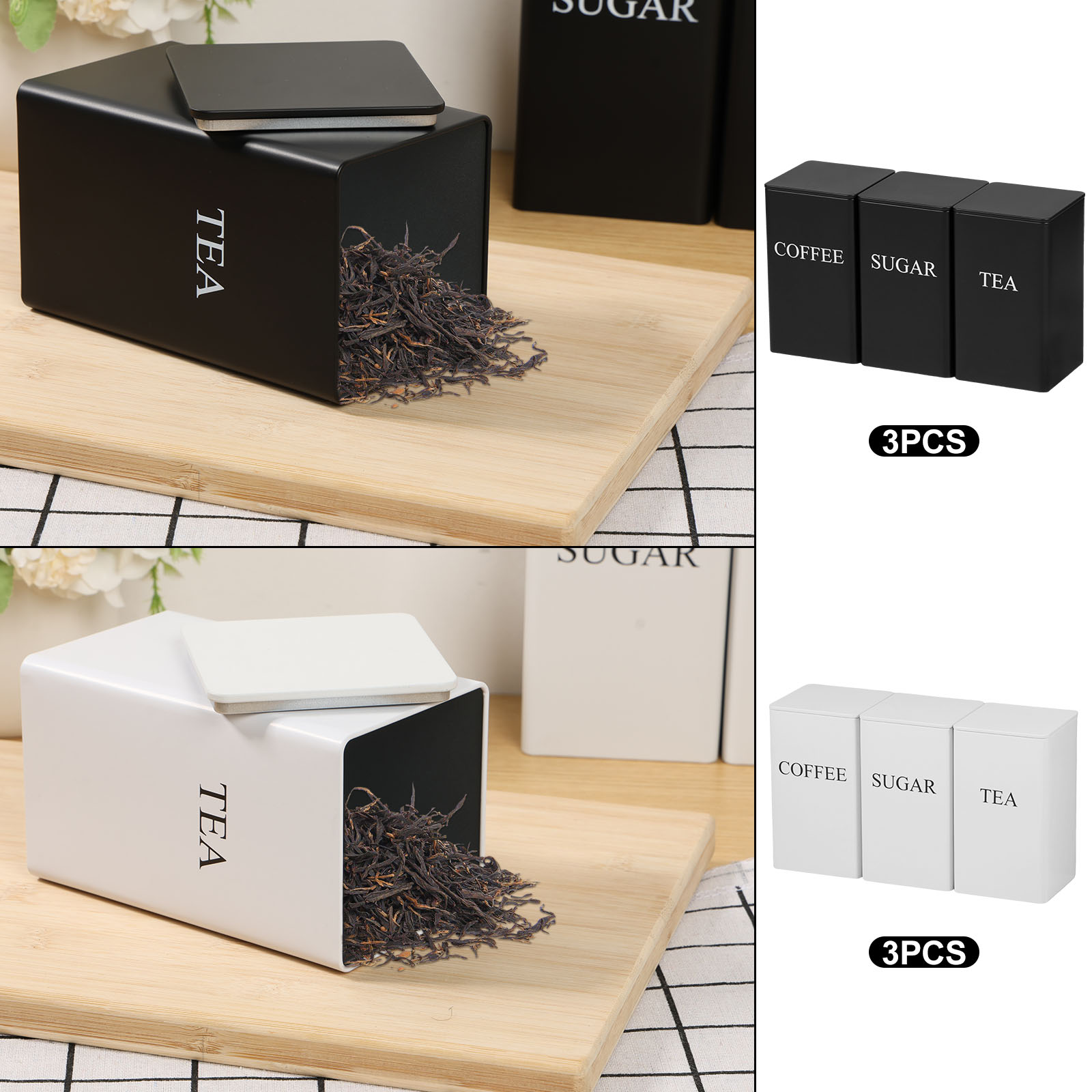 3Pcs Coffee Bean Storage Canis - Canister Coffee Sugar Tea 评论和价格