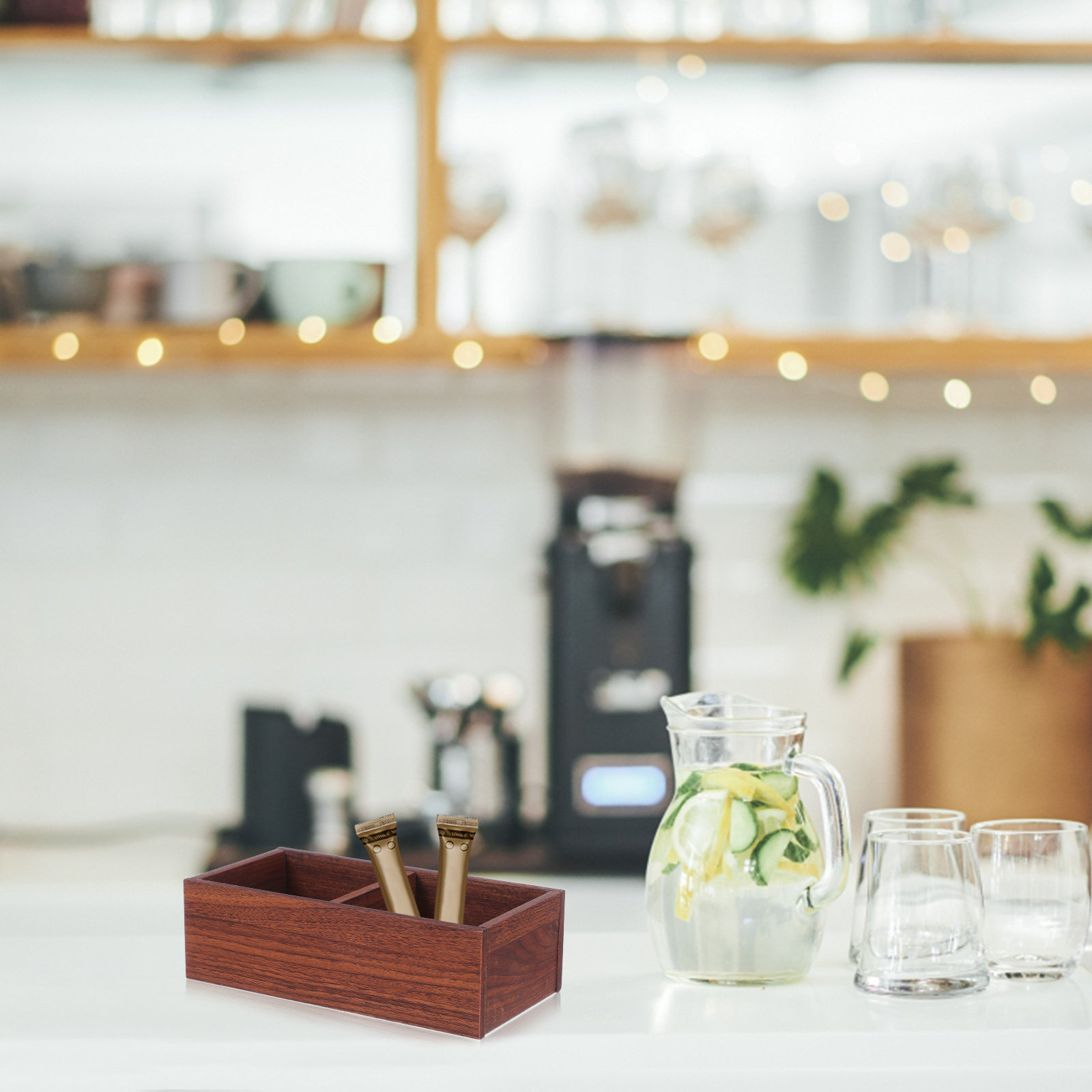 Solid Wood Tea Bag Organizer B - Tea Coffee Sugar Container 评论和价格