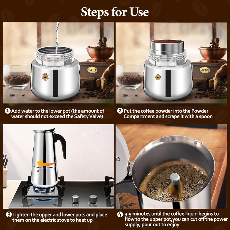 6 Cup Mocha Pot Stainless Stee - Coffee Tea Chocolate 评论和价格