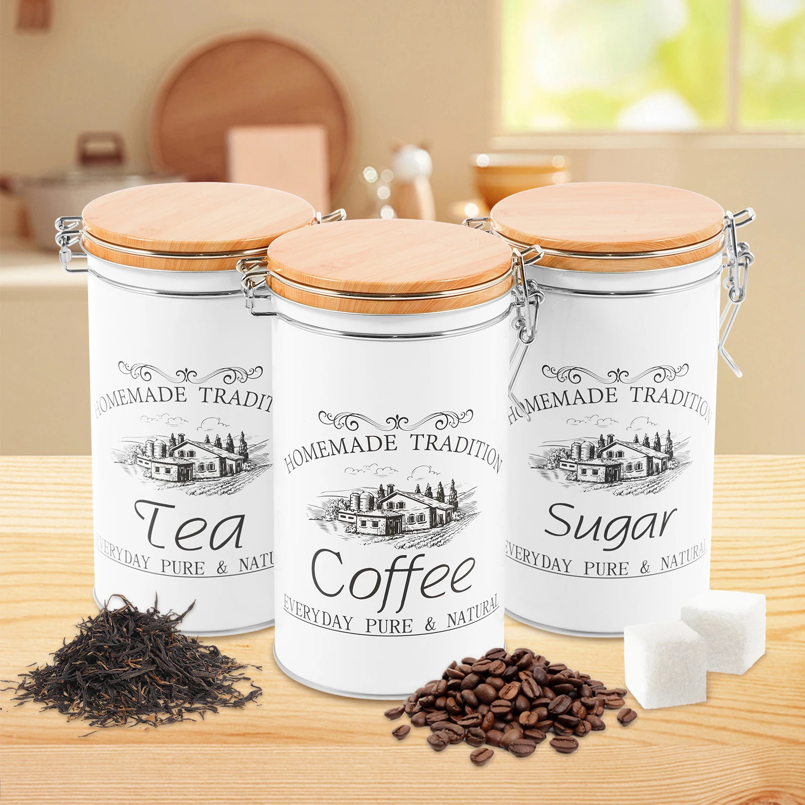 3Pcs/Set Tea Coffee Sugar Cani - Tea Coffee Sugar Container 评论和价格