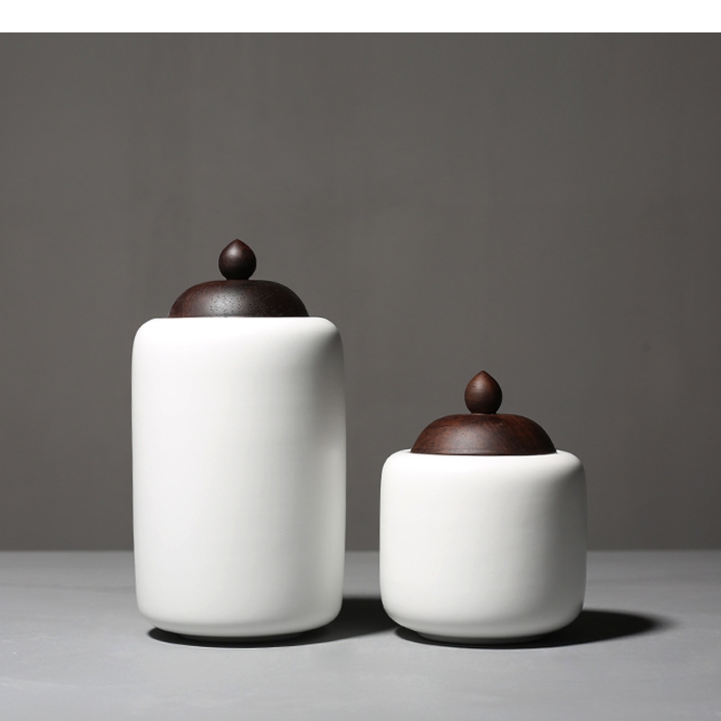 Ceramic Tea Pot Wooden Lid Por - Tea Coffee Sugar Container 评论和价格