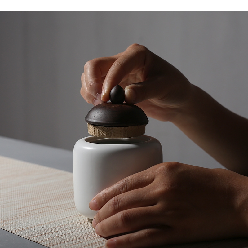 Ceramic Tea Pot Wooden Lid Por - Tea Coffee Sugar Container 评论和价格