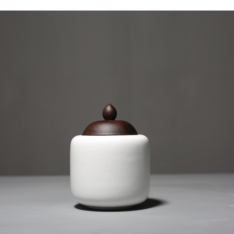 Ceramic Tea Pot Wooden Lid Por - Tea Coffee Sugar Container 评论和价格