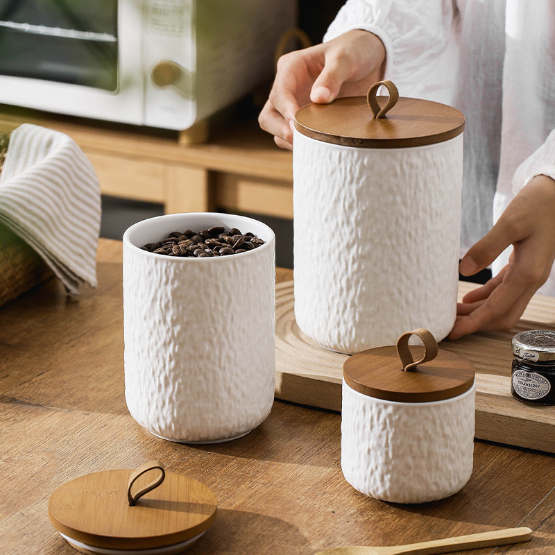 Rock Pattern Ceramic Tea Stora - Tea Coffee Sugar Container 评论和价格