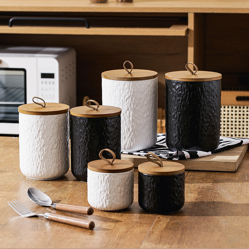 Rock Pattern Ceramic Tea Stora - Tea Coffee Sugar Container 评论和价格