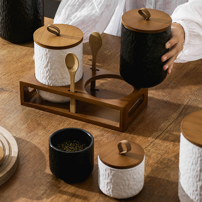 Rock Pattern Ceramic Tea Stora - Tea Coffee Sugar Container 评论和价格