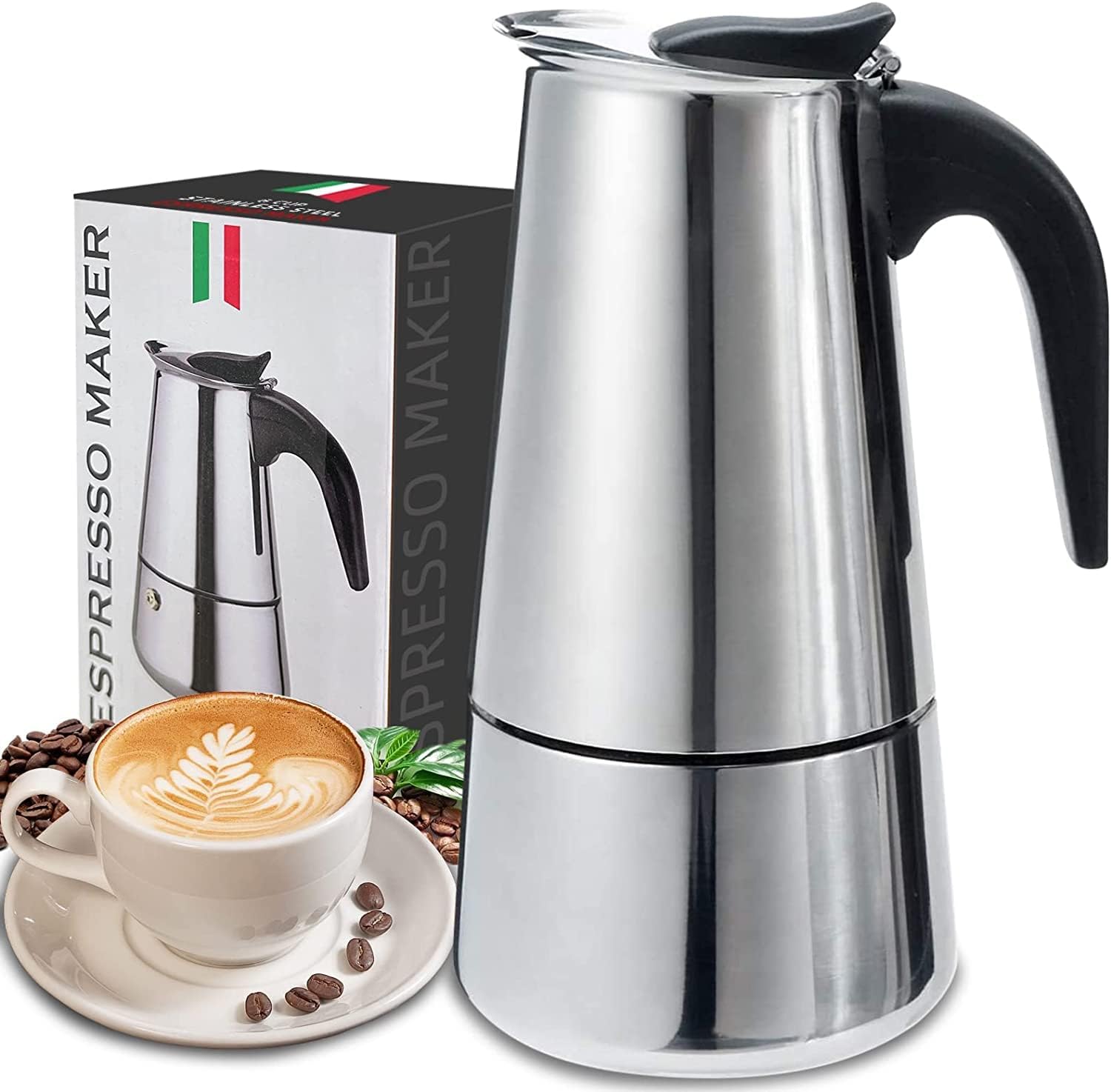 4/6/9 Cups Moka Pot Caffe Mach - Coffee Tea Chocolate 评论和价格