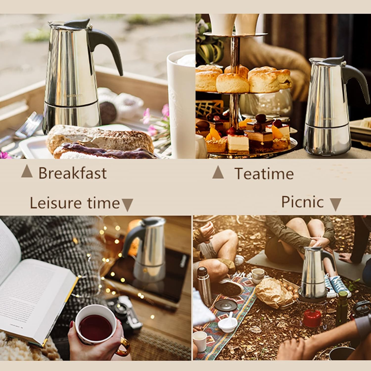 4/6/9 Cups Moka Pot Caffe Mach - Coffee Tea Chocolate 评论和价格