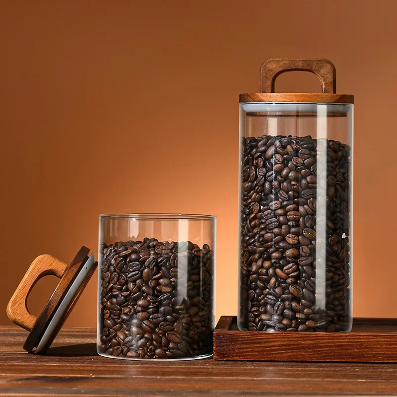 Clear Glass Jar with Bamboo Li - Tea Coffee Sugar Container 评论和价格