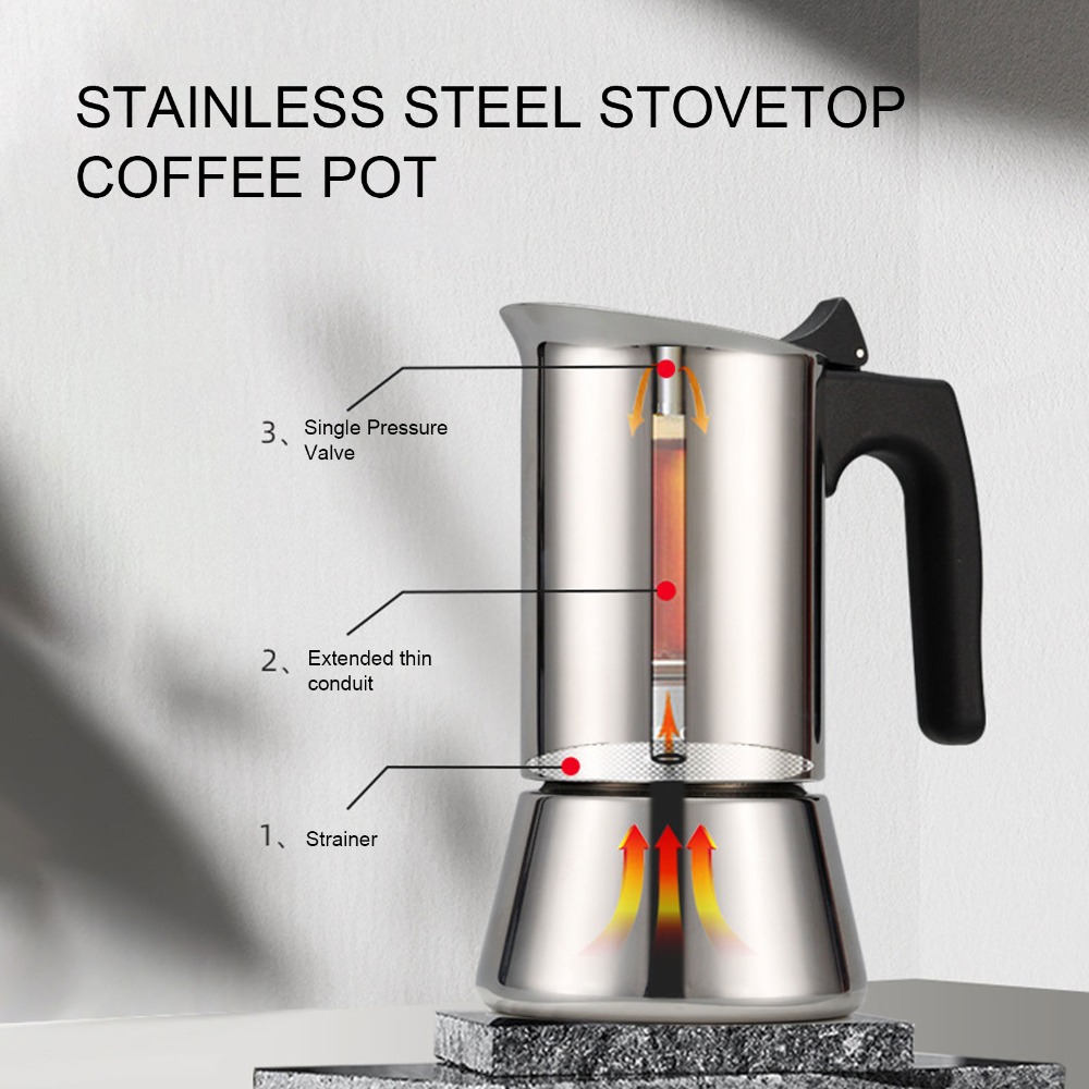 Stainless Steel Moka Pot Large - Coffee Tea Chocolate 评论和价格