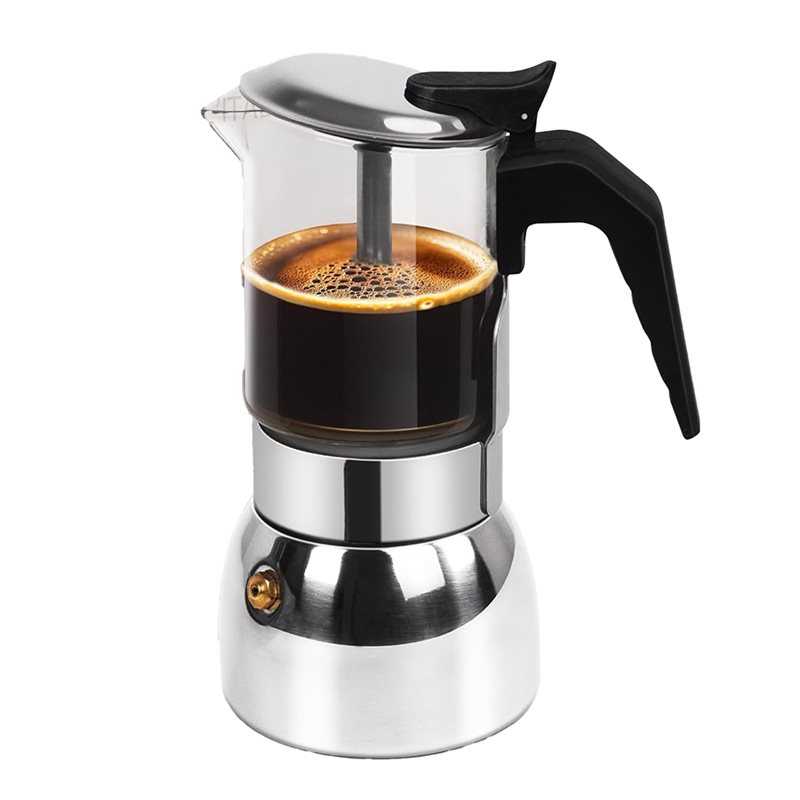 ABUI-Clear Glass 4 Cup Moka Po - Coffee Tea Chocolate 评论和价格