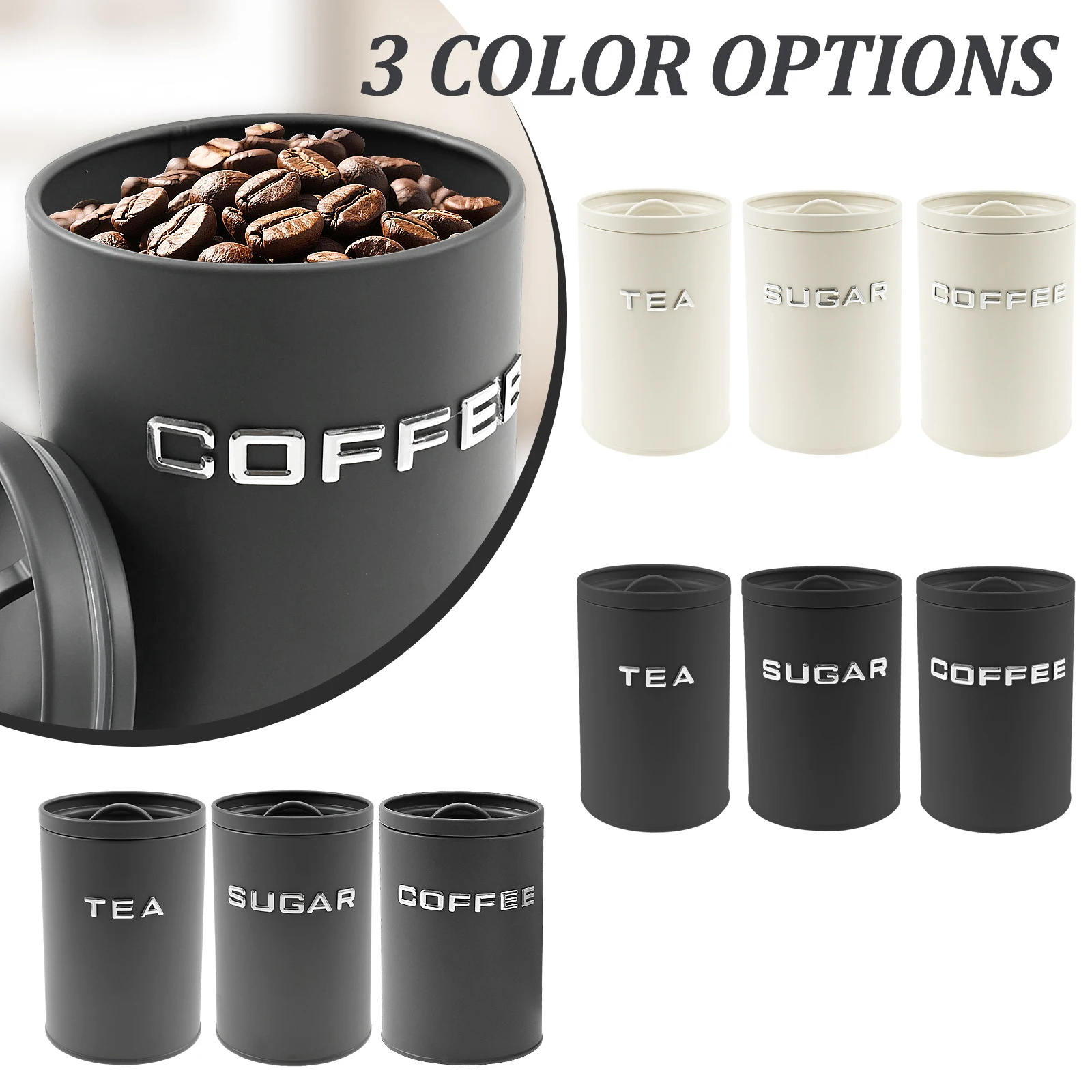 3 Pcs Tea Coffee Sugar Caniste - Tea Coffee Sugar Container 评论和价格