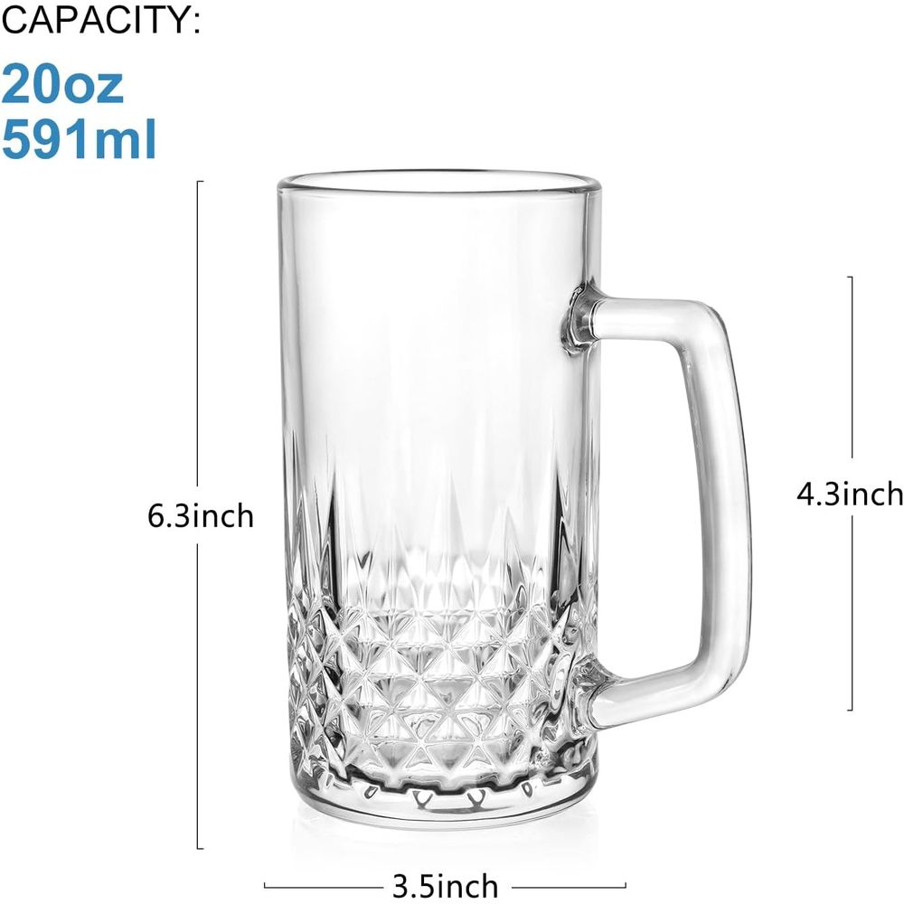 20 oz Heavy Glass Mugs Set of  - Coffee Tea Gift 评论和价格